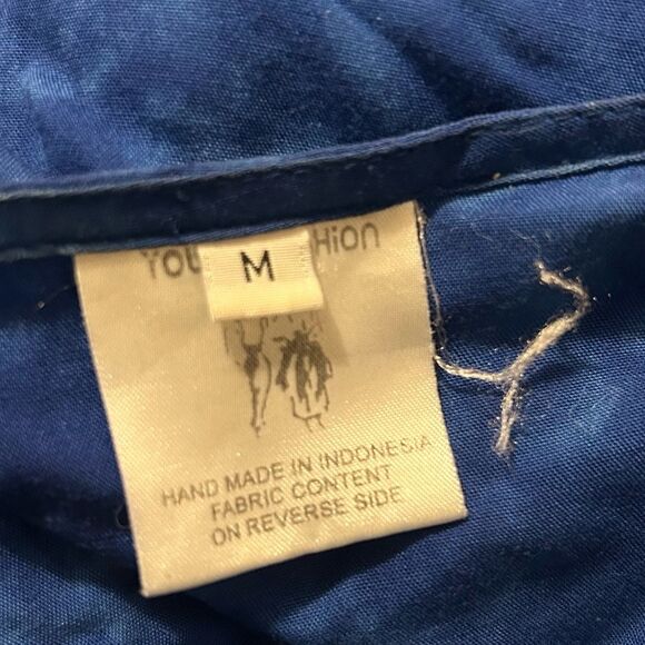 Short Sleeve Blue Hibiscus Floral Hawaiian Maxi Dress M - Picture 8 of 9